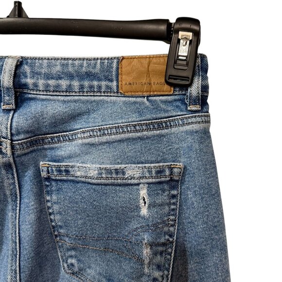 American Eagle Womens Distressed High-Waisted Mom Blue Jeans Size 4 Regular - Picture 6 of 8